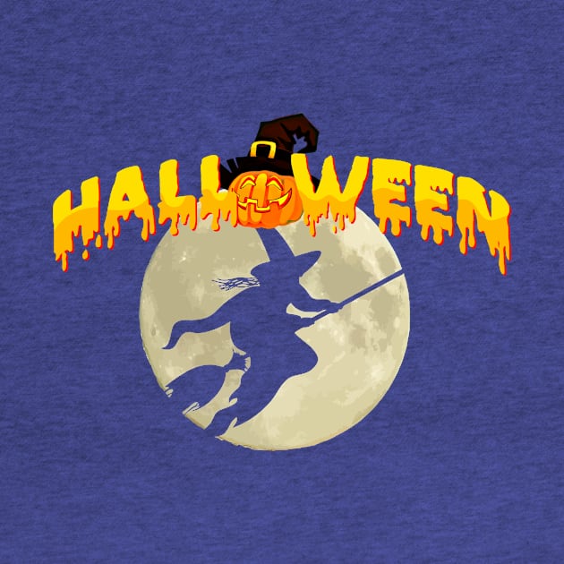 Halloween, witch flying by magamarcas